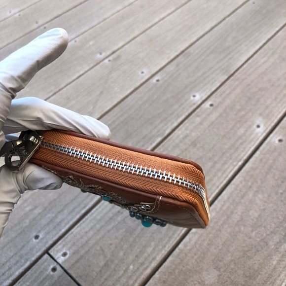 Western Montana west embroidery turquoise wallet - Picture 3 of 7